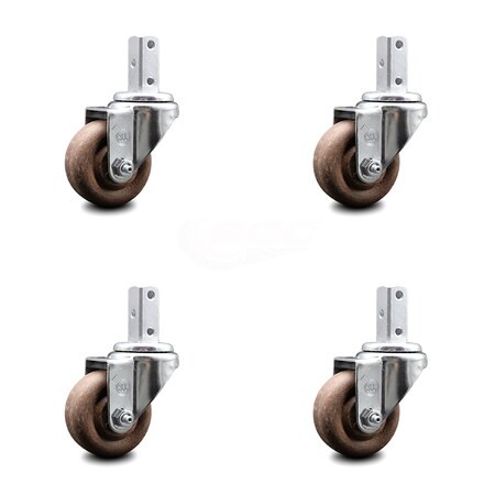 Service Caster 3.5 Inch High Temp Glass Filled Nylon Swivel 7/8 Inch Square Stem Caster Set SCC SCC-SQ20S3514-GFNSHT-78-4